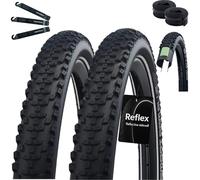 Schwalbe SMART SAM Plus 2 pneumatici per bicicletta Performance E-50 DD GreenGuard Nero/Reflex 57-622 (29 x 2,25) + 2 tubi Schwalbe SV 40 mm con leva per pneumatici maxxi4you