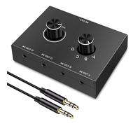 Schwamm SeLettore Audio Jack 3,5 mm 4 Vie, Interruttore Audio Stereo Bidirezionale, Alloggiamento Splitter, Amplificatore per Cuffie 4 in 1 Uscita