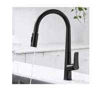 Schwarz Küchenarmatur 3-Wege Mischbatterie, Einloch Einhebel Wasserhahn aus Kupfer, 360° drehbar für Warm, Kalt und Trinkwasser, Ideal für Moderne Küchen