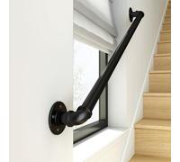 Schwarz Metall Handlauf Innen, Rutschfestes Treppengeländer, Verzinktes Geländer für Flure, Bars & Tanzstudios, Schmiedeeisen Brüstung Stange, Stabiler Sicherheitsgriff.