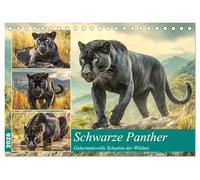 Schwarze Panther. Geheimnisvolle Schatten der Wildnis (Tischkalender 2026 DIN A5 quer), CALVENDO Monatskalender: Die mystische Schönheit und anmutige Kraft schwarzer Raubkatzen