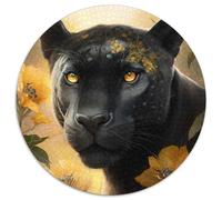 Schwarzer Leopard Puzzle 1000 Teile Puzzle Runde Papierpuzzles Familienbindungsaktivität, Heimdeko-Geschenk, Familienspielzeugspiel 1000 Teile (67,5x67,5cm)