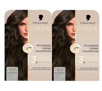 Schwarzkopf Creme Supreme Colorazione 5-1 marrone freddo (2 x 182 ml), colore permanente per capelli con siero e maschera per capelli protegge dai danni visibili, per una copertura grigia al 100%