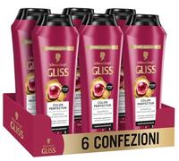 Schwarzkopf Gliss Color Perfector Shampoo Ravviva Colore, 6 confezioni da 250ml, Shampoo capelli colorati con Complesso Ialuronico+Estratto di Mirtillo Rosso, Prodotti per capelli colorati e schiariti