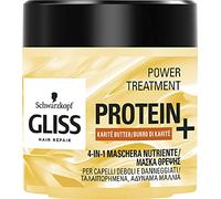 Schwarzkopf Gliss, Maschera Capelli Nutriente per Capelli Deboli e Danneggiati, Trattamento Capelli 4in1 Protein+ con Proteine e Burro di Karité, 400ml