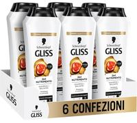 Schwarzkopf Gliss Nutrimento 2in1 Shampoo + Balsamo, 6 confezioni da 250ml