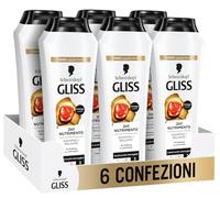 Schwarzkopf Gliss Nutrimento 2in1 Shampoo + Balsamo, 6 confezioni da 250ml, Shampoo e balsamo per capelli secchi e danneggiati, Trattamento alla Keratina Idrolizzata e Nettare Floreale