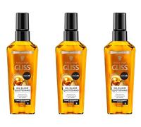 Schwarzkopf Gliss Oil Elixir Quotidiano, 3 confezioni da 75ml, Olio capelli nutriente e idratante arricchito con HAPTIQ System, Siero capelli danneggiati e secchi