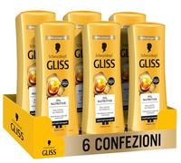 Schwarzkopf Gliss Oil Nutritive Balsamo Nutriente, 6 confezioni da 200ml, Balsamo nutriente arricchito con Omega 9 e Olio di Marula, Prodotti per capelli fragili e danneggiati