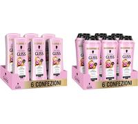 Schwarzkopf Gliss Seta Luminosa, 6 Shampoo e 6 Balsamo illuminante e protettivo con Ceramidi e Seta; Per capelli fragili, spenti e opachi leviga la superficie dei capelli. 12 confezioni da 250ml