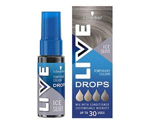 Schwarzkopf LIVE Colour Drops Ice Silver - Tintura temporanea per capelli, 30 ml, gocce di colore per capelli che dura 2-12 lavaggi, gocce di tintura per capelli argento