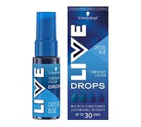 Schwarzkopf LIVE Colour Drops, Vegan, Semi-permanente, Tintura per capelli blu, dura da 2 a 12 lavaggi Crystal Blue 30 ml