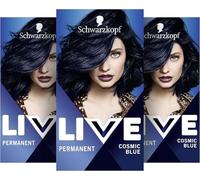 Schwarzkopf LIVE Intense Colour Colore per capelli 90 Cosmic Blue (3 x 142,5 ml), colorazione duratura con siero intensificante, colore permanente per una perfetta copertura dei capelli grigi