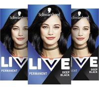 Schwarzkopf LIVE Intense Colour Colore per capelli 99 Deep Black (3 x 142,5 ml), colorazione duratura con siero intensificante, colore permanente per una perfetta copertura dei capelli grigi