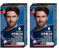 Schwarzkopf, Men Perfect, Tinta per Capelli, in Gel, Copertura dei Capelli Bianchi per Uomo, Risultato Effetto Naturale, Dura Fino a 28 Shampoo, Tonalità 80 Castano Nero Naturale (Confezione da 2)
