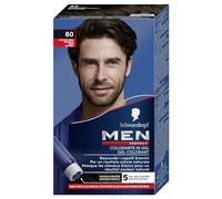 Schwarzkopf, Men Perfect, Tinta per Capelli, in Gel, Copertura dei Capelli Bianchi per Uomo, Risultato Effetto Naturale, Dura Fino a 28 Shampoo, Tonalità 80 Castano Nero Naturale