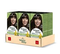 Schwarzkopf, Natural & Easy, Tinta per Capelli Permanente, Nutriente, con Olio d'Oliva ed Estratto di Lavanda, Copertura dei Capelli Bianchi, Tonalità 580 Castano Scuro Naturale, 6 pz