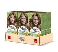 Schwarzkopf, Natural & Easy, Tinta per Capelli Permanente, Nutriente, con Olio d'Oliva ed Estratto di Lavanda, Copertura dei Capelli Bianchi, Tonalità 555 Biondo Scuro Dorato Naturale, 6 pz