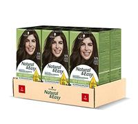 Schwarzkopf, Natural & Easy, Tinta per Capelli Permanente, Nutriente, con Olio d'Oliva ed Estratto di Lavanda, Copertura dei Capelli Bianchi, Tonalità 570 Castano Naturale, 6 pz