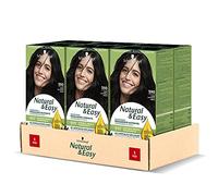 Schwarzkopf, Natural & Easy, Tinta per Capelli Permanente, Nutriente, con Olio d'Oliva ed Estratto di Lavanda, Copertura dei Capelli Bianchi, Tonalità 590 Nero, 6 pz