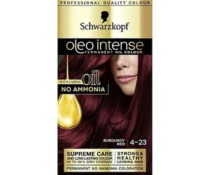Schwarzkopf Oleo Intense - Tintura permanente per capelli bordeaux, arricchita con olio, senza ammoniaca, copertura fino al 100% di grigio, rosso bordeaux 4-23