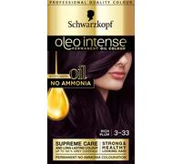 Schwarzkopf Oleo Intense, Tintura permanente per capelli viola, senza ammoniaca, copertura fino al 100% grigia, prugna ricca 3-33