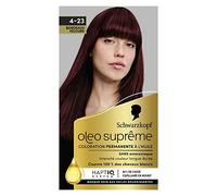 Schwarzkopf Oleo Supreme - Colorazione permanente ad olio, colore e lucentezza a lunga durata, senza ammoniaca, copre 100% capelli bianchi, sistema HaptIQ, rosso bordeaux 4-23
