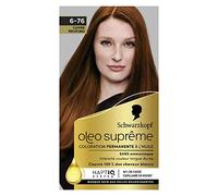 Schwarzkopf Oleo Supreme - Colorazione permanente ad olio, colore e lucentezza a lunga durata, senza ammoniaca, copre 100% capelli bianchi, sistema HaptIQ, rame profondo 6-76