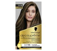 Schwarzkopf Oleo Supreme - Colorazione permanente ad olio, colore e lucentezza a lunga durata, senza ammoniaca, copre 100% capelli bianchi, sistema HaptIQ, marrone chiaro 5-10