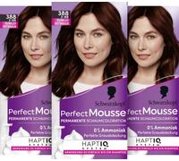 Schwarzkopf Perfect Mousse - Colorazione permanente in schiuma 388/3-88, colore rosso scuro (3 x 93 ml), colore per capelli con perfetta copertura dei grigi, colorazione per una cura intensa e
