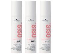 Schwarzkopf Professional OSiS Glow Siero Anti Frisottis Brillanza Senza Silicone Protezione Termica per Capelli Osis Rêches Facilite l'acconciatura leggera, 50 ml, confezione da 3