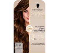 Schwarzkopf Supreme Coloration 6 - 68 marrone caramello chiaro (182 ml), colore permanente per capelli con siero e maschera per capelli protegge dai danni visibili, per una copertura grigia al 100%