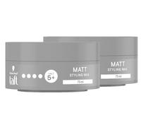 Schwarzkopf Taffet Styling Wax Matt (2 x 75 ml), cera per capelli per una finitura opaca con una lunga tenuta, delicata su capelli e cuoio capelluto, cera vegana per acconciature