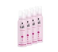 Schwarzkopf Taffettà ricci resistenti alla schiuma (4 x 150 ml), grado di tenuta 3, schiuma per capelli per ricci di lunga durata, formula vegana *