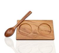 Schwarzwald Spirit Set di sottobicchieri in legno per sale e pepe, macinino spezie, pepe - sottopentola pepe e macina sale fino a 5,7 cm, rotondo - con cucchiaio di riempimento