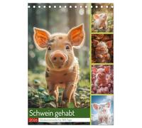 Schwein gehabt (Tischkalender 2026 DIN A5 hoch), CALVENDO Monatskalender: Lass dich täglich von den kleinen rosa Glücksbringern inspirieren und finde jeden Tag einen Grund zum Lächeln.