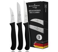 Schwertkrone® Coltelli da Cucina Set 3x [MADE IN GERMANY] - Spelucchino Curvo e Coltello e Seghettato Dritto per Frutta e Verdure - Coltello Affilato & Verdure - Lama Rigida - Coltelli Spelucchino