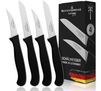 Schwertkrone® Coltelli da Cucina Set 4x [MADE IN GERMANY] - Spelucchino Curvo e Coltello Dritto per Frutta e Verdure - Coltello Affilato - Coltello Verdure - Lama Rigida - Coltelli Spelucchino