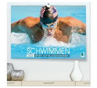 Schwimmen: Sport auf blauen Bahnen (hochwertiger Premium Wandkalender 2026 DIN A2 quer), Kunstdruck in Hochglanz: Das Wasser ist klar, die Bahnen sind frei: Wettkampf im Hallenbad