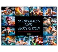 Schwimmen und Motivation (Wandkalender 2026 DIN A2 quer), CALVENDO Monatskalender: Lassen Sie sich von den Sprüchen und der entschlossenen Haltung der Athleten faszinieren.