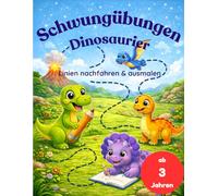 Schwungübungen Dinosaurier ab 3 Jahren: Linien nachfahren & ausmalen