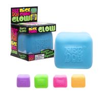 Schylling NeeDoh Nice Cube Glow - Sensory Toy with a Super Solid Squish - Glows in The Dark and Always Returns to its Square Shape - Ages 3 and Up - Color May Vary; One Cube Per Pack