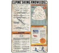 Sci alpino Conoscenza Stampa artistica vintage Poster Interessante Targa in metallo retrò Sport Targa in metallo Decorazione da parete Targa retrò per Bar Cafe Club Decorazioni per dipinti in ferro