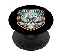 Sci Bum Life Divertente Sciatore Amante Sci Sport Invernali Montagna PopSockets PopGrip Adesivo