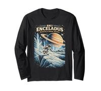 Sci Encelado Saturno Snow Globe Space Skier Retro Sci Fi Maglia a Manica