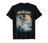 Sci Encelado Saturno Snow Globe Space Skier Retro Sci Fi Maglietta