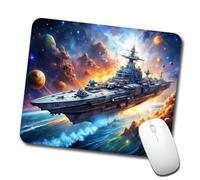 Sci-Fi Space Warship Battleship Mouse Pad Antiscivolo Mousepad Piccolo Tappetino per Mouse for Accessori Scrivania Casa Gaming 25X30Cm