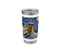 Sci Golden Retriever Art Sciatore Cane su Ski Hill Bicchiere termico in acciaio inox doppia parete
