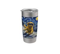 Sci Golden Retriever Art Sciatore Cane su Ski Hill Bicchiere termico in acciaio inox doppia parete