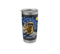 Sci Golden Retriever Art Sciatore Cane su Ski Hill Bicchiere termico in acciaio inox doppia parete